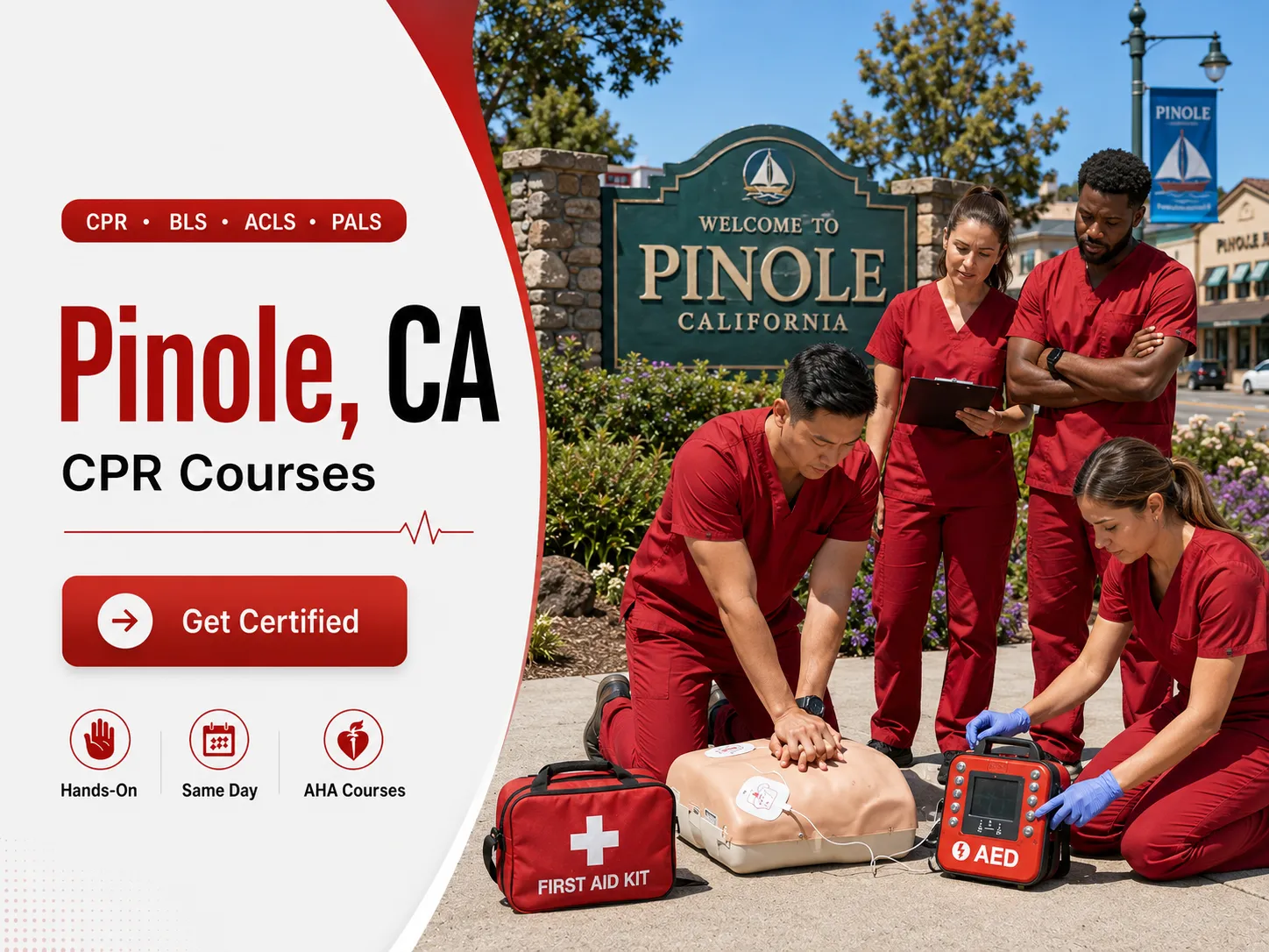 Hands-on AED and CPR training course in Pinole, CA