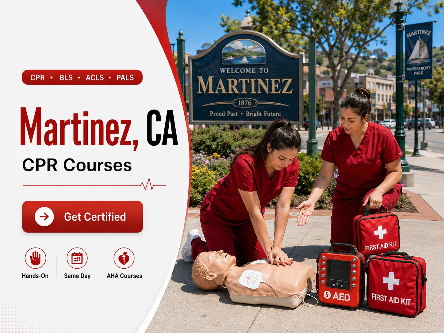 Healthcare BLS skills practice with AHA instructor in Martinez, CA